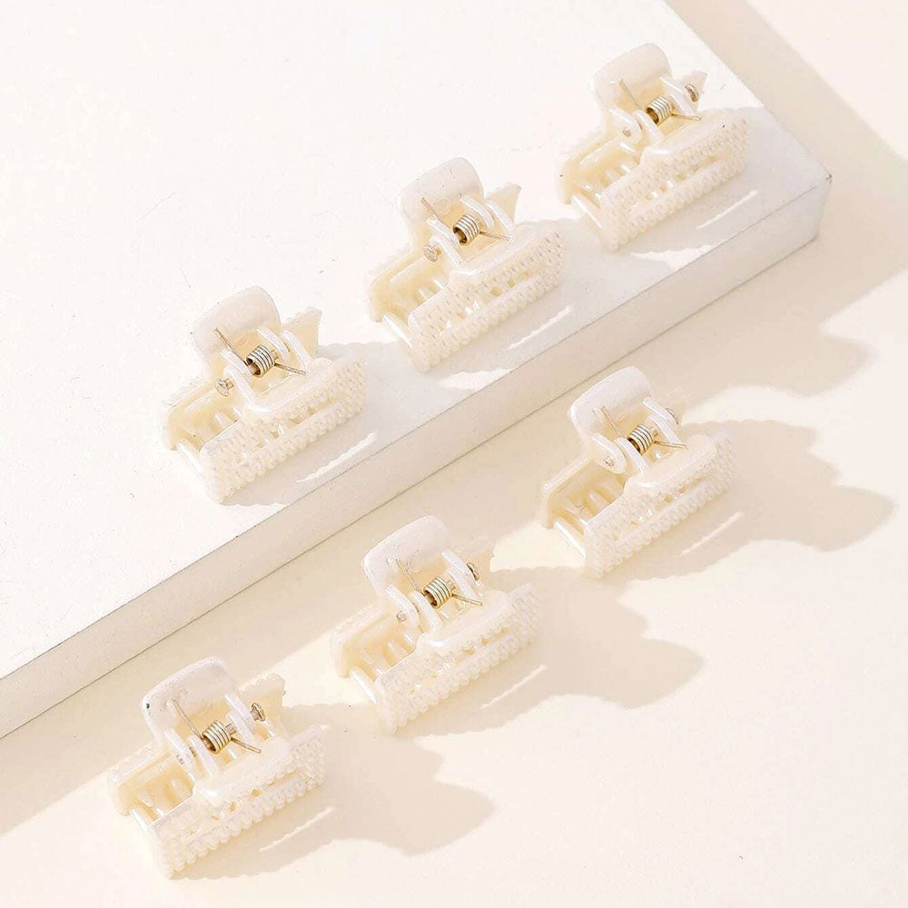 6pcs Toddler Girls Faux Pearl Decor Hair Claw (Beige)