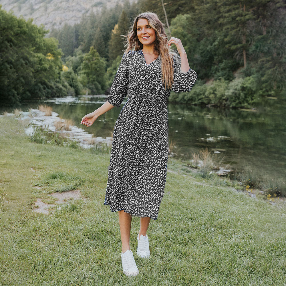 Daisy Dress (Black Floral)