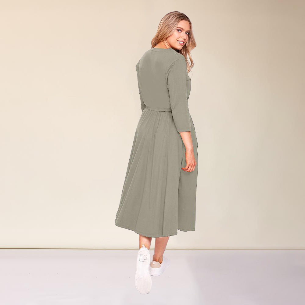 Ava Dress (Khaki) - The Casual Company