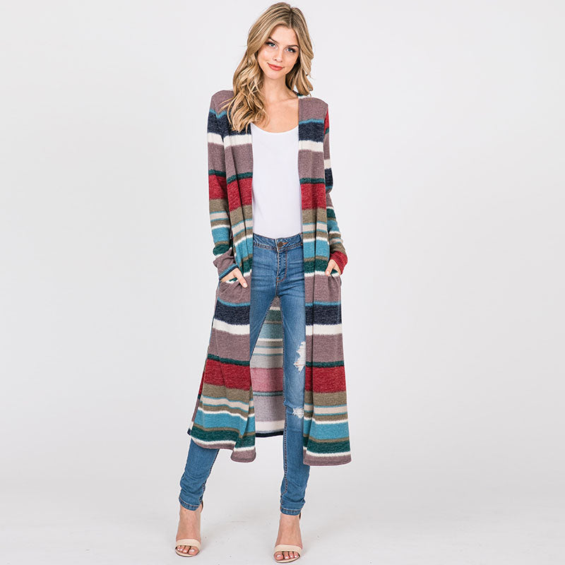 Stripe Maxi Cardigan Teal