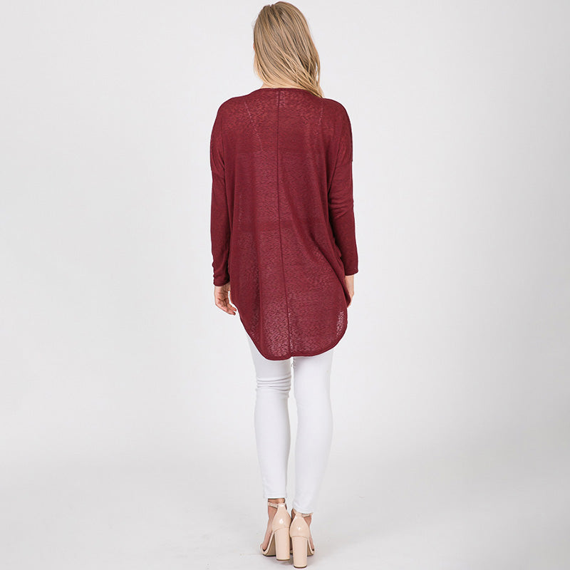 Crossover Long Sleeve Top Burgundy