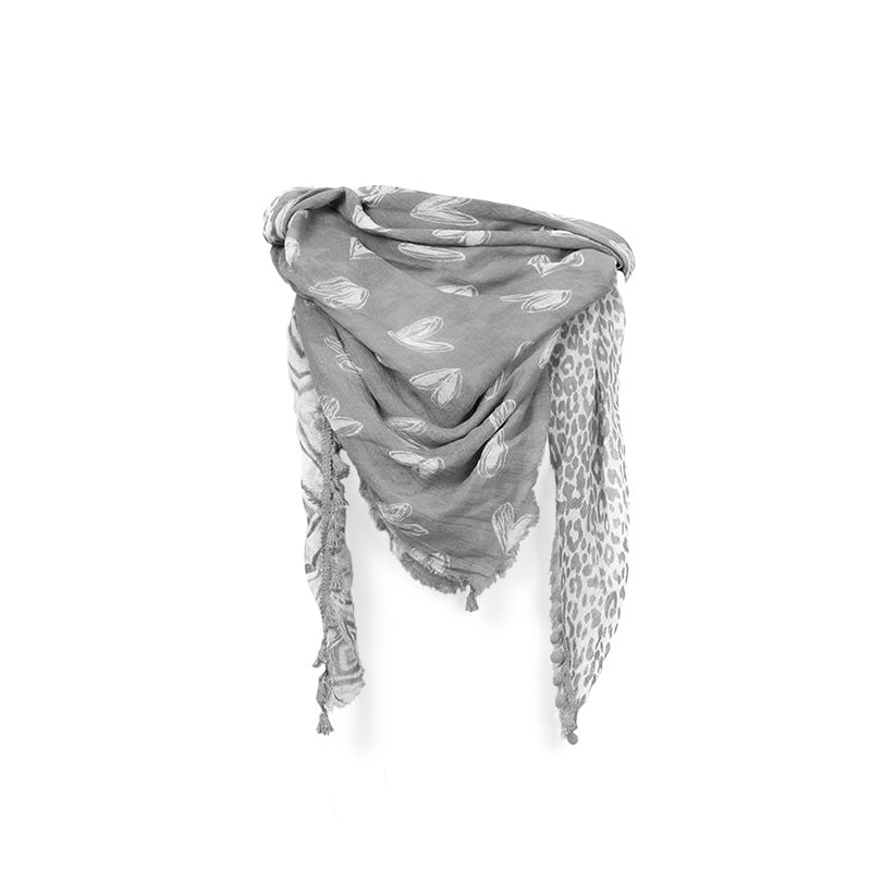 Grey Star Bobble Scarf