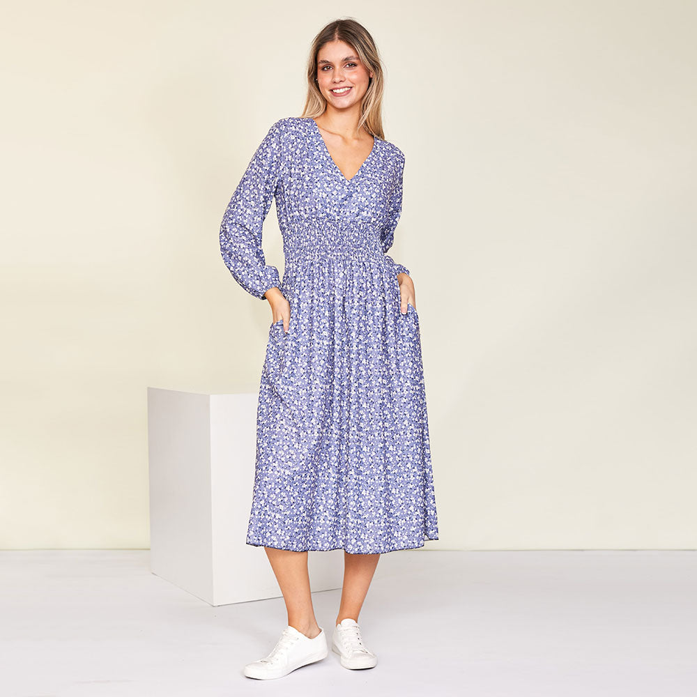 Emily Dress (Floral Blue)