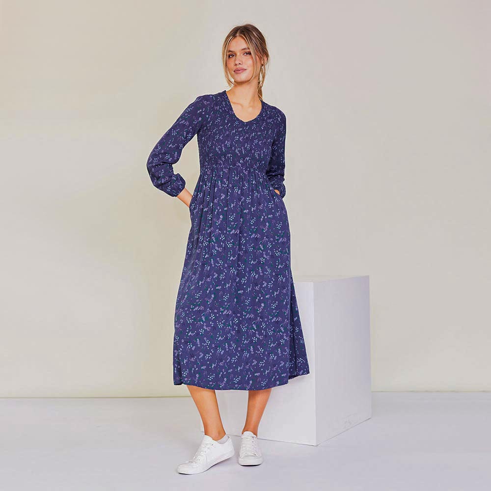 Amelia Dress (Navy Floral) - The Casual Company