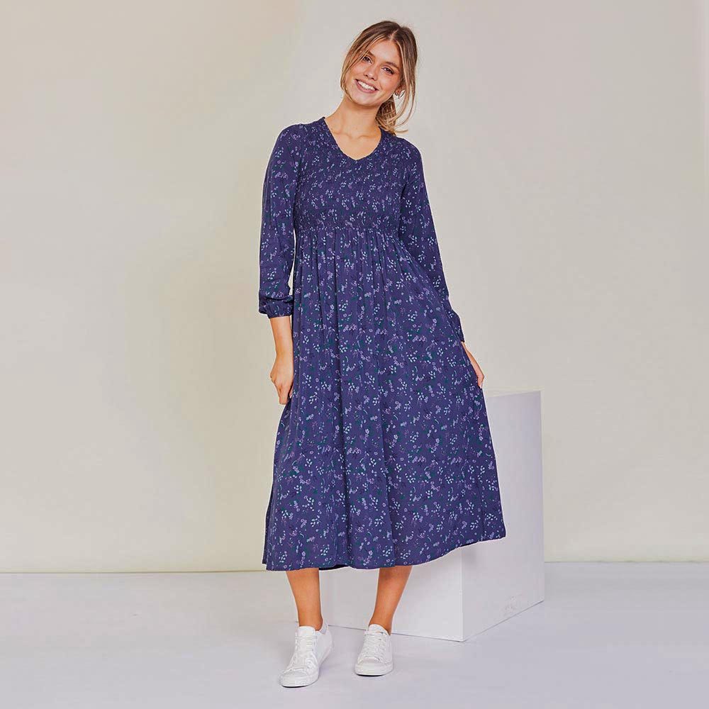 Amelia Dress (Navy Floral) - The Casual Company