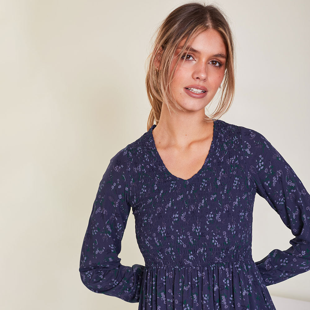 Amelia Dress (Navy Floral) - The Casual Company