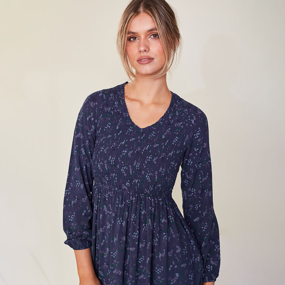 Amelia Dress (Navy Floral) - The Casual Company