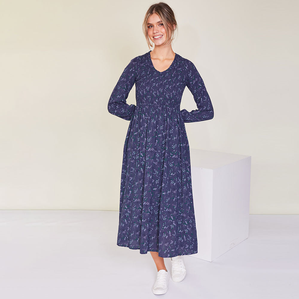 Amelia Dress (Navy Floral) - The Casual Company