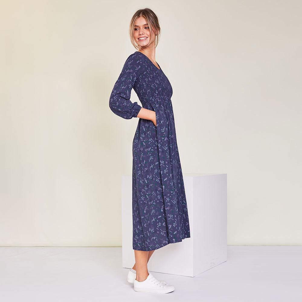 Amelia Dress (Navy Floral) - The Casual Company