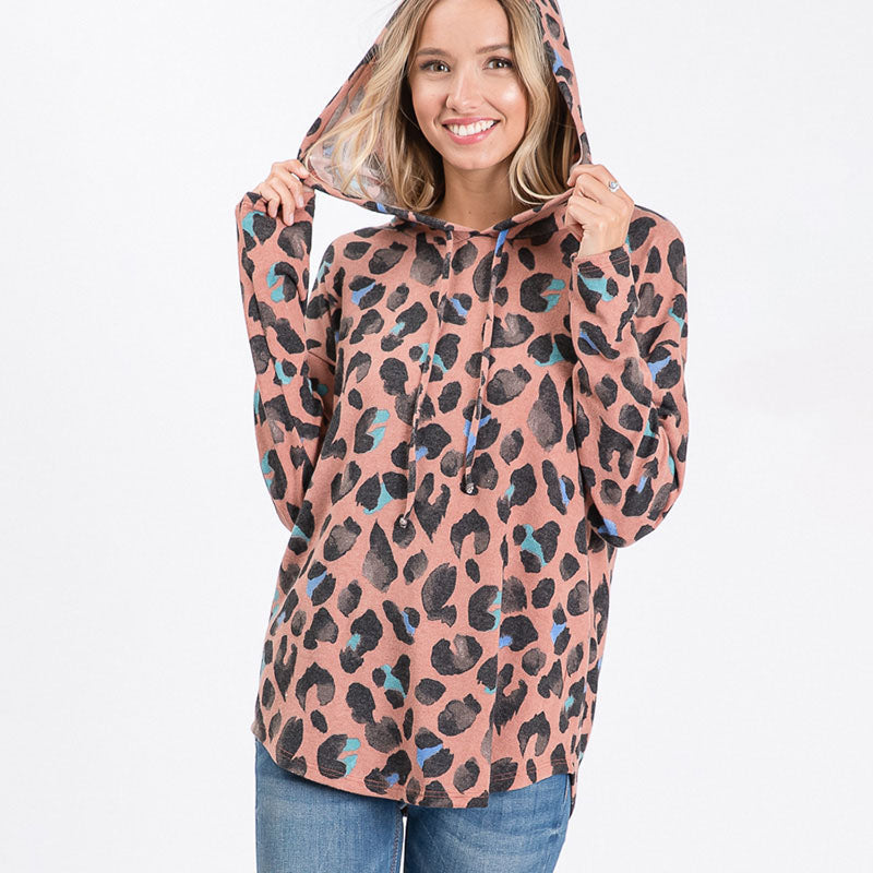 Lara Leopard Hoody Mauve