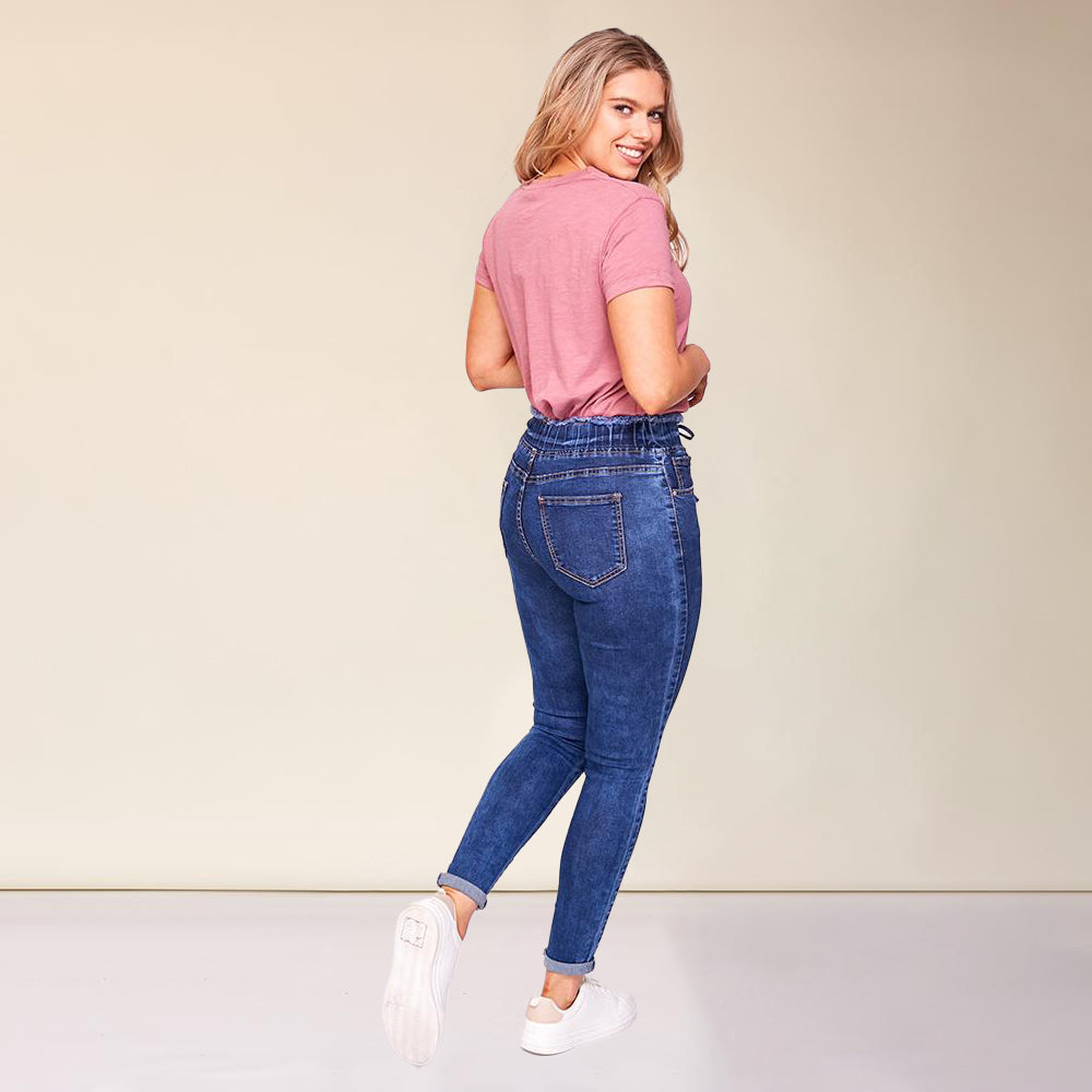 Dana Drawstring Classic Jeggings (Dark Blue)