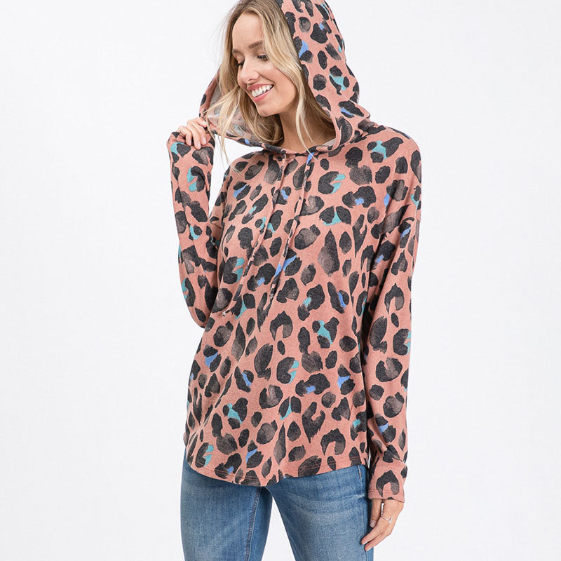 Lara Leopard Hoody Mauve