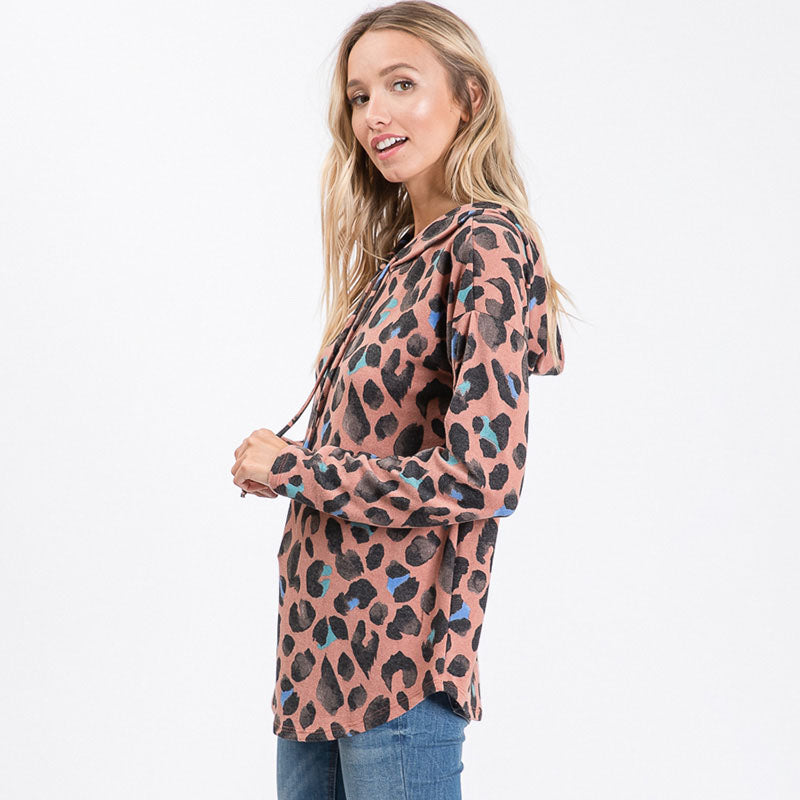 Lara Leopard Hoody Mauve