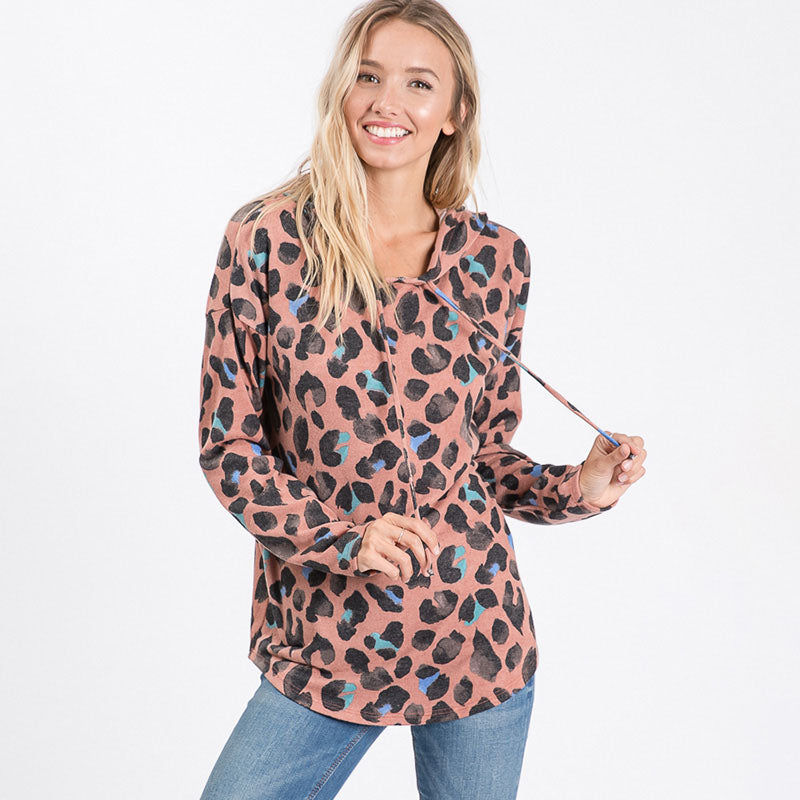 Lara Leopard Hoody Mauve
