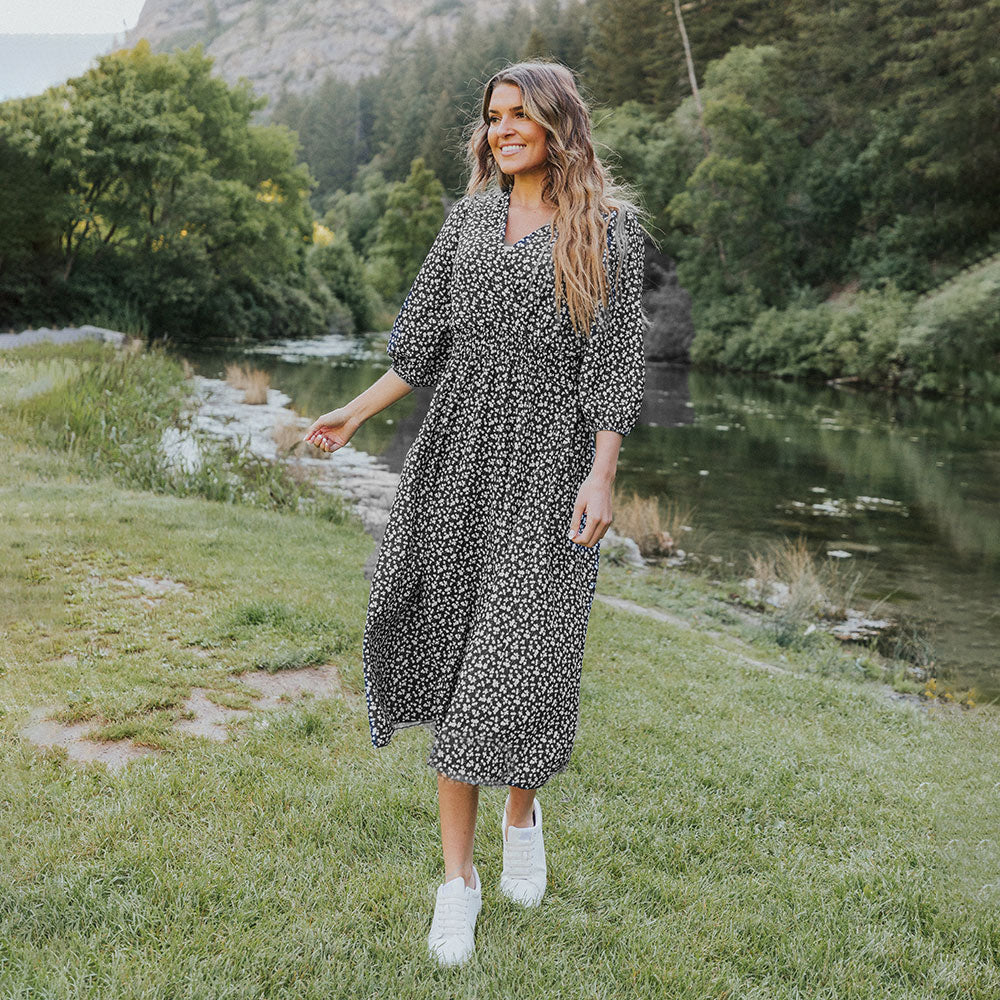 Daisy Dress (Black Floral)