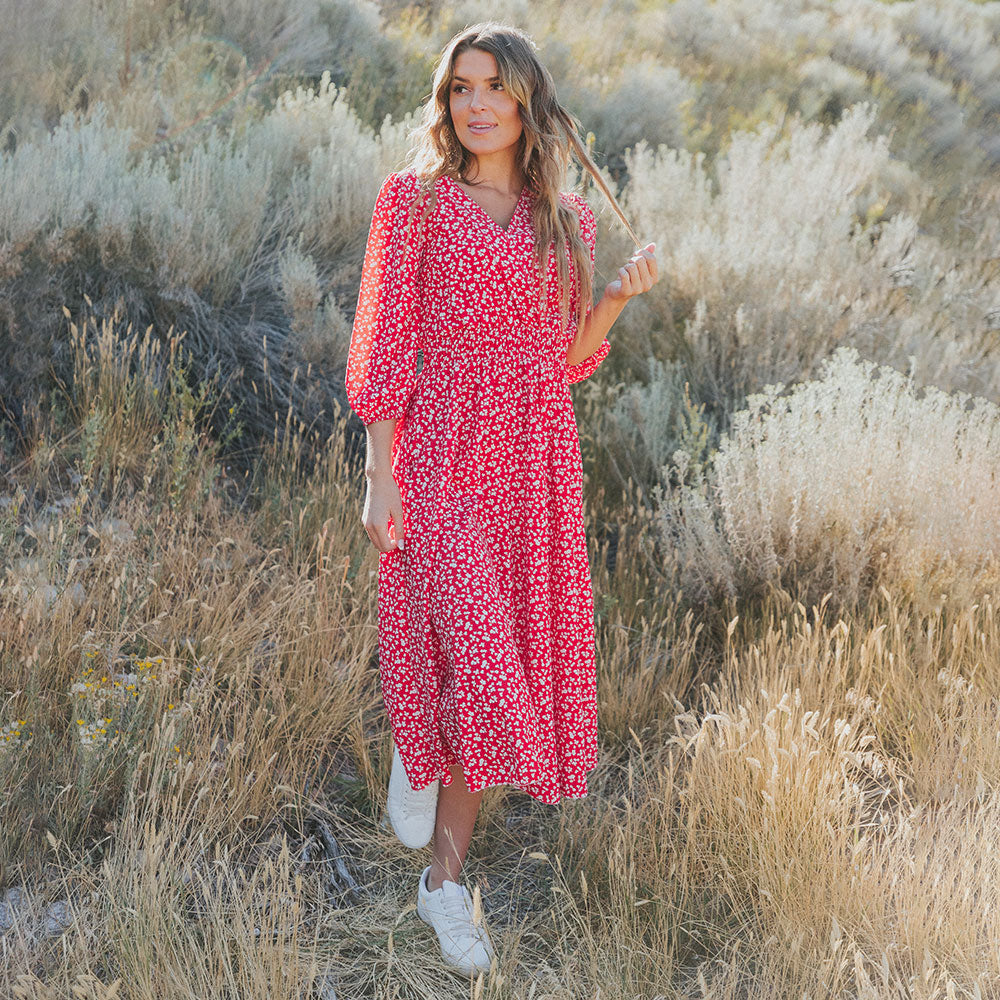 Daisy Dress (Red Floral)