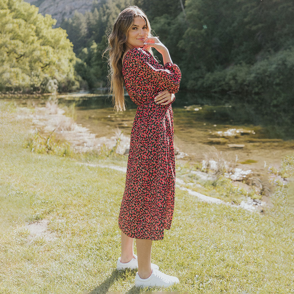 Reece Dress (Red Floral)