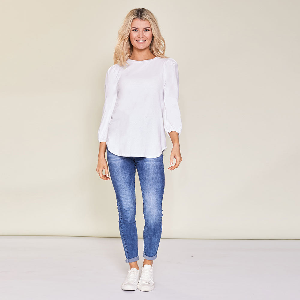 Leon Crew Neck Top (White)