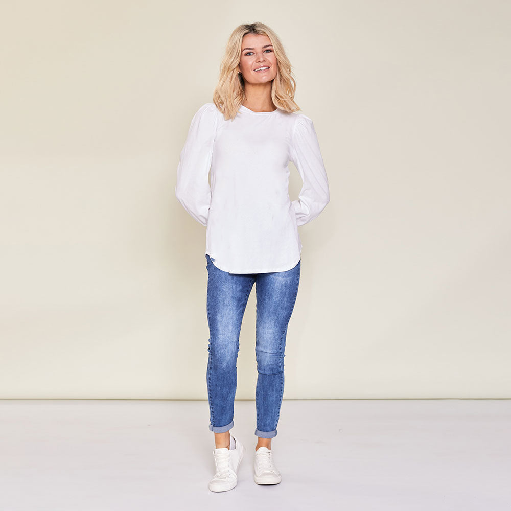 Leon Crew Neck Top (White)