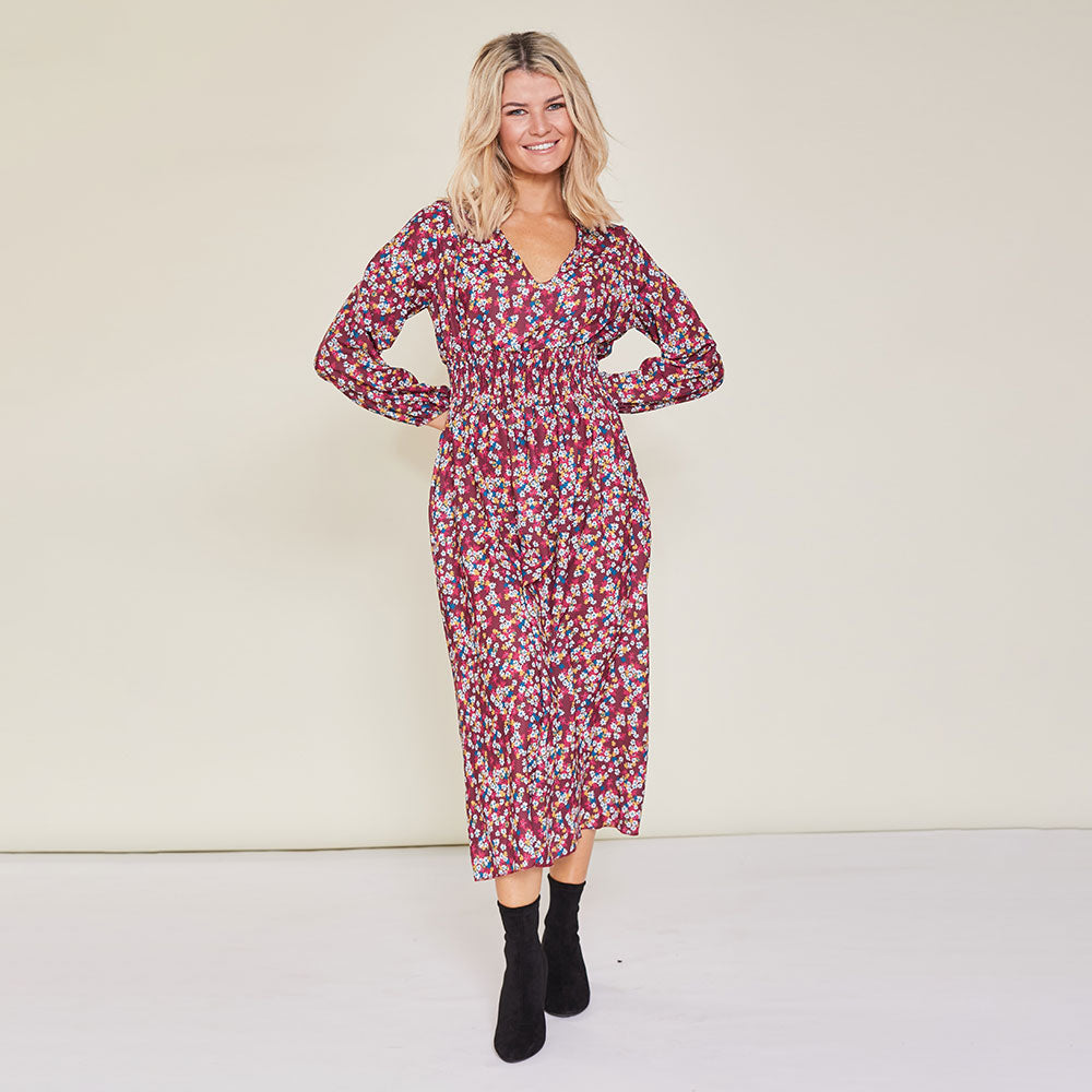 Emily Dress (Floral Burgundy)
