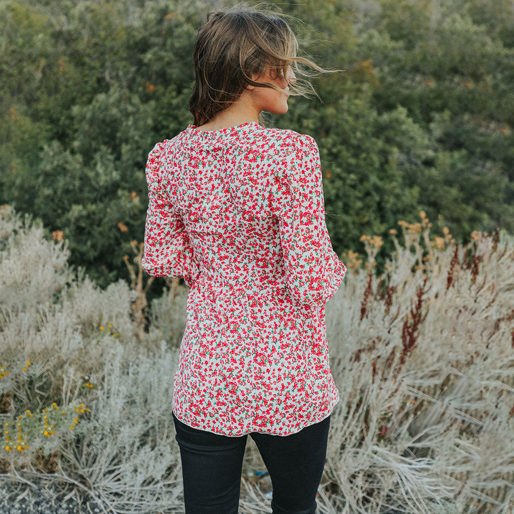Sadie Top (Red Floral)