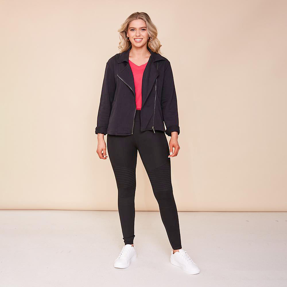 Alex Biker Cardigan (Black) - The Casual Company