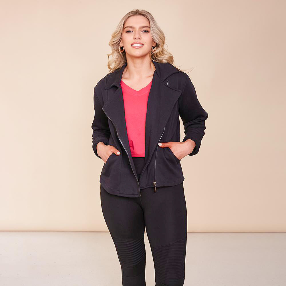 Alex Biker Cardigan (Black) - The Casual Company