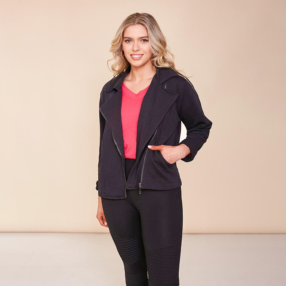 Alex Biker Cardigan (Black) - The Casual Company