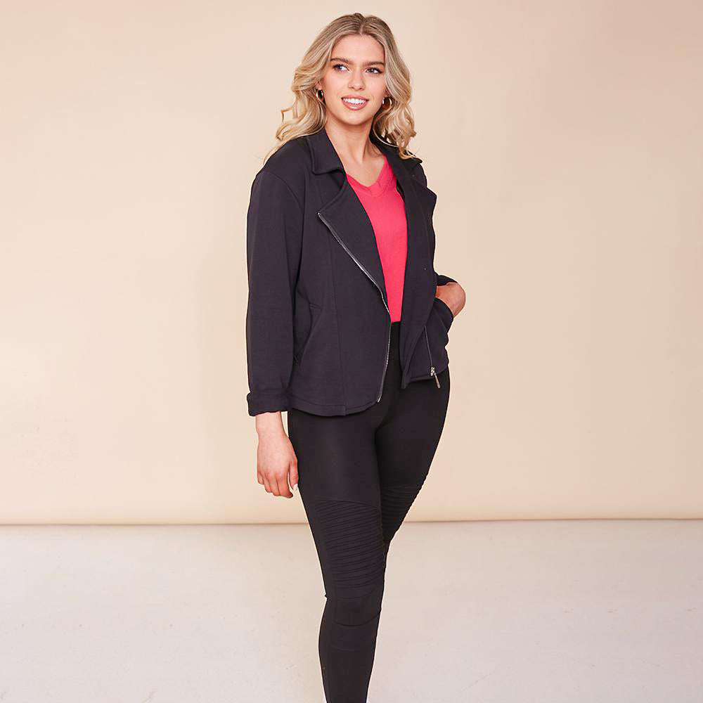 Alex Biker Cardigan (Black) - The Casual Company