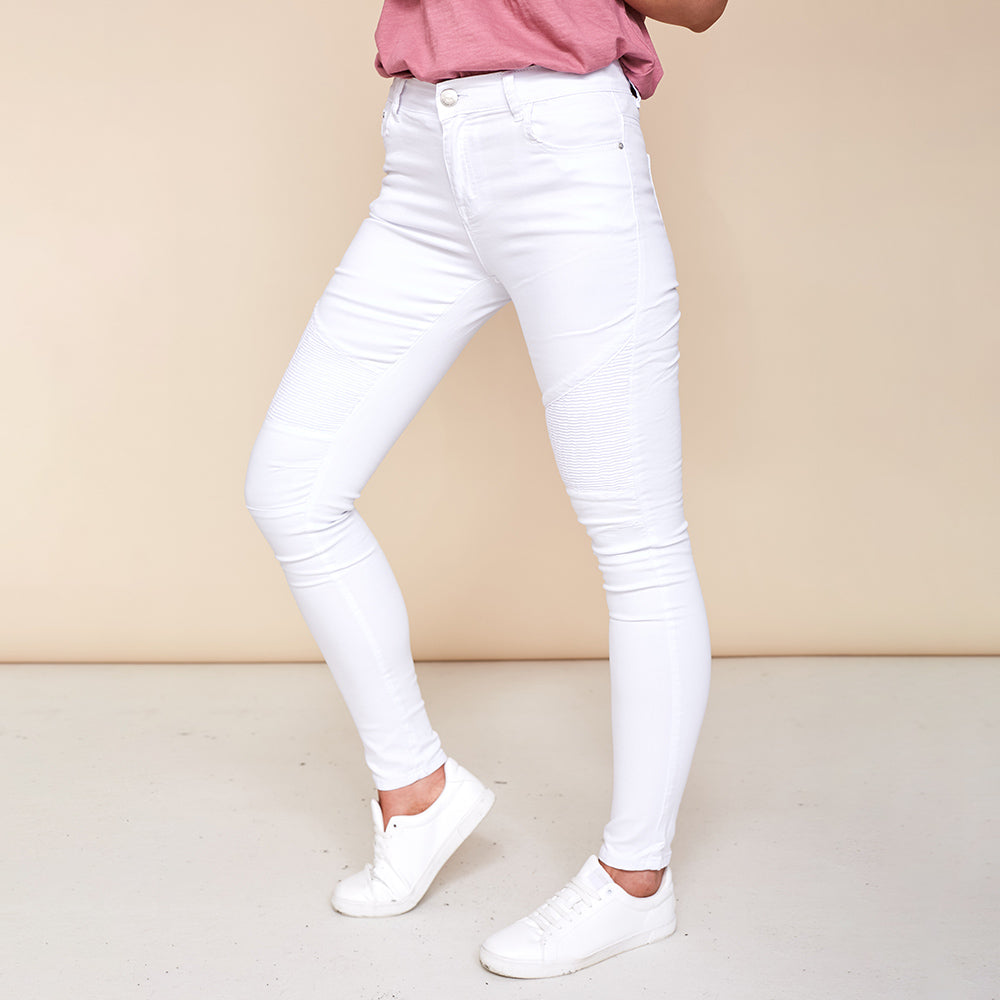 Cameron Biker Trousers (White)