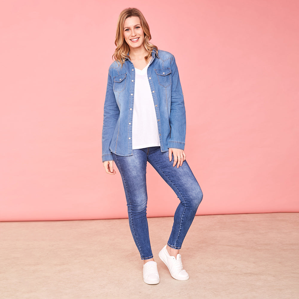 Siona Denim Shirt (Blue)