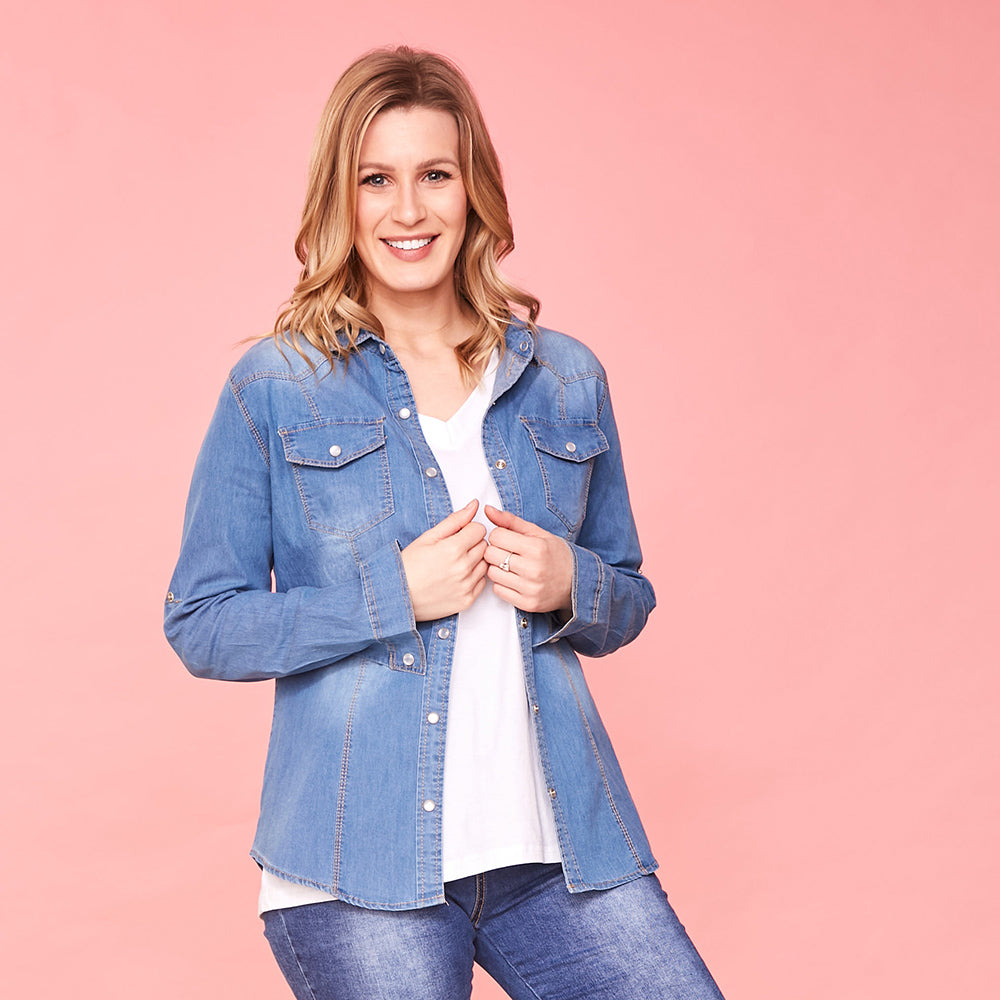 Siona Denim Shirt (Blue)