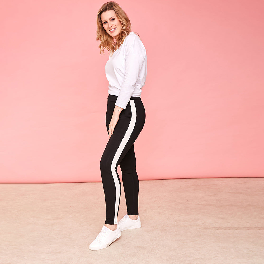 Amaya Legging (White Stripe) - The Casual Company