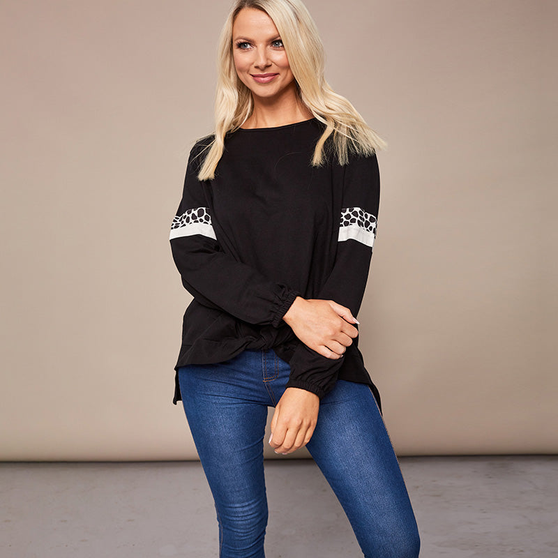 Joanne Leopard Knot Jumper Black