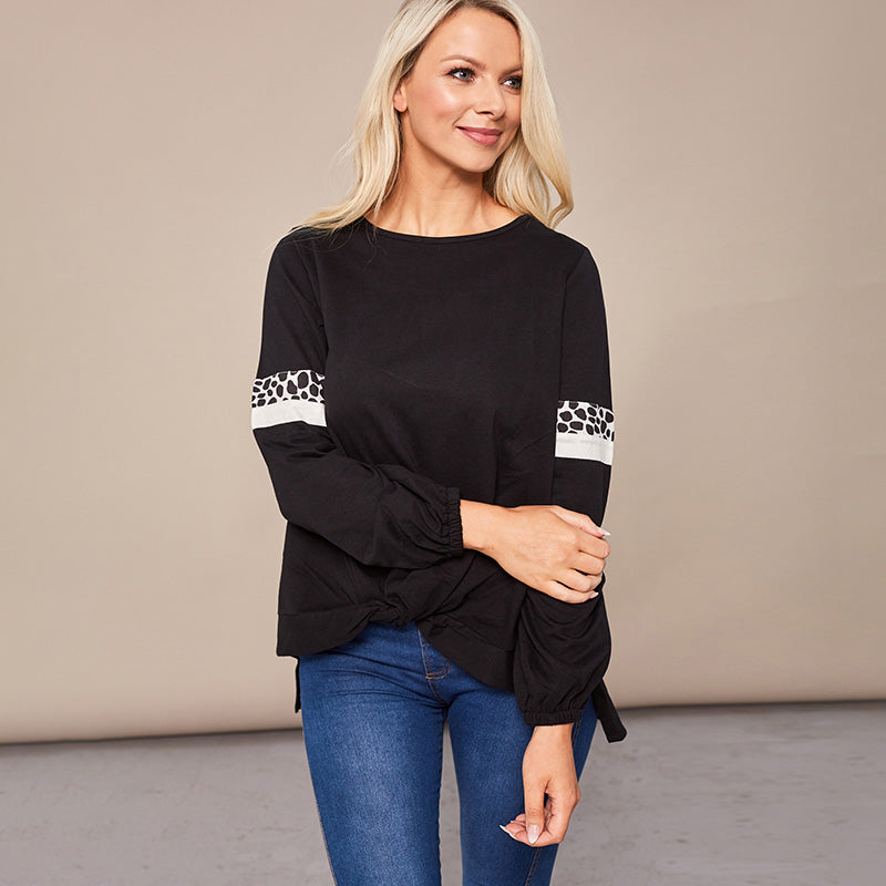 Joanne Leopard Knot Jumper Black