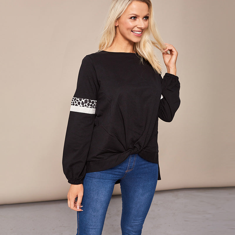 Joanne Leopard Knot Jumper Black