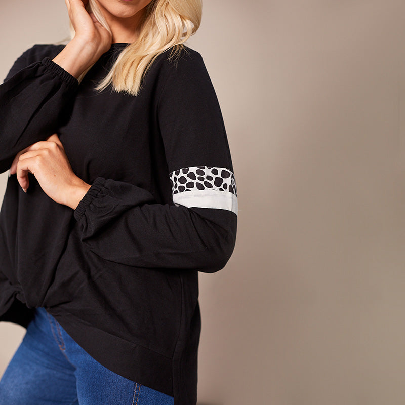 Joanne Leopard Knot Jumper Black