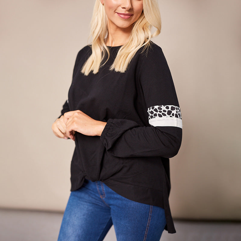 Joanne Leopard Knot Jumper Black