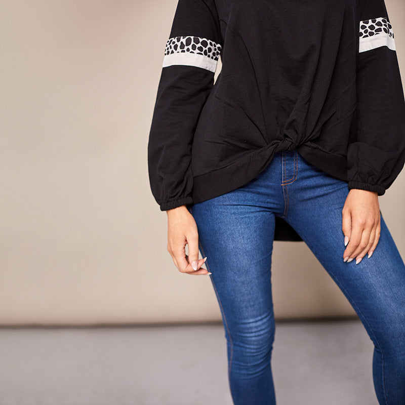 Joanne Leopard Knot Jumper Black