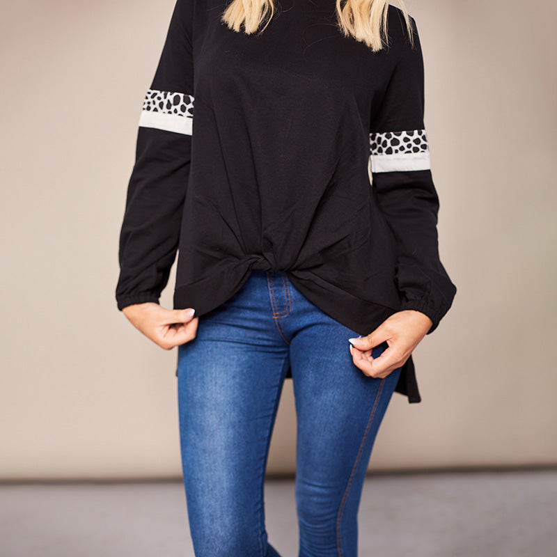 Joanne Leopard Knot Jumper Black