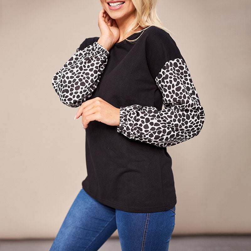 Gina Giraffe Print Top Black