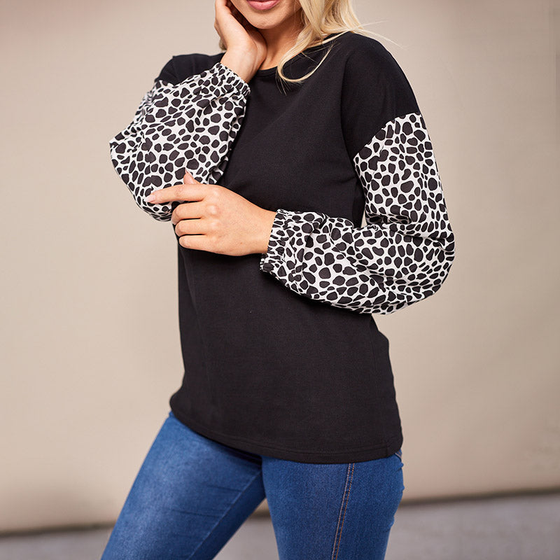 Gina Giraffe Print Top Black