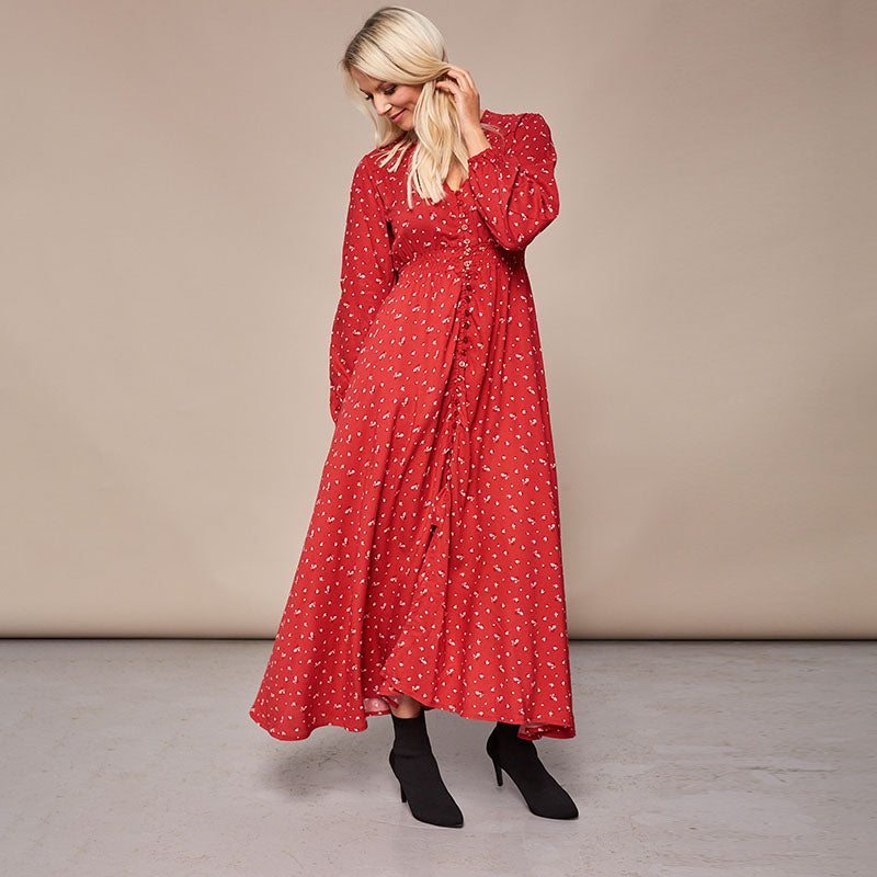 Sophie Red Floral Maxi Dress