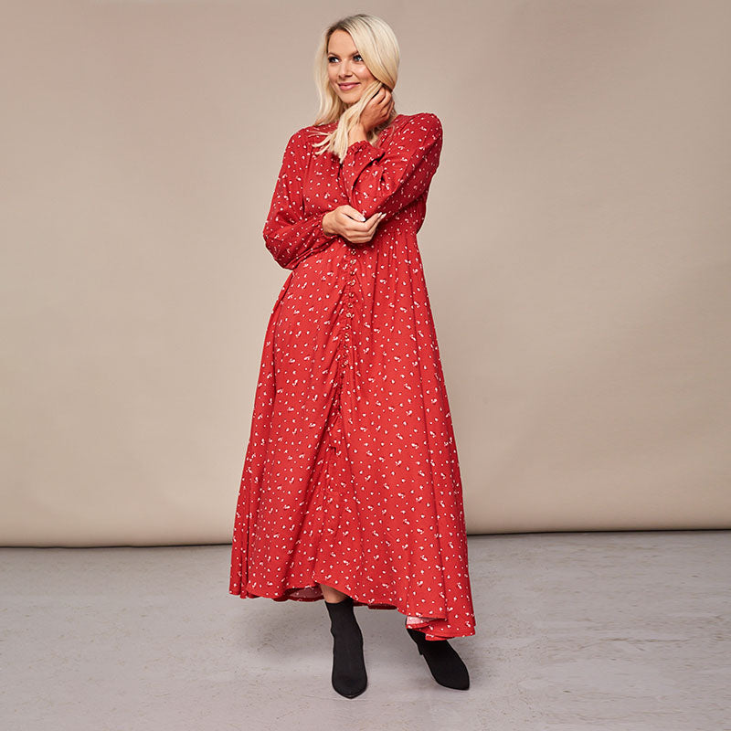 Sophie Red Floral Maxi Dress