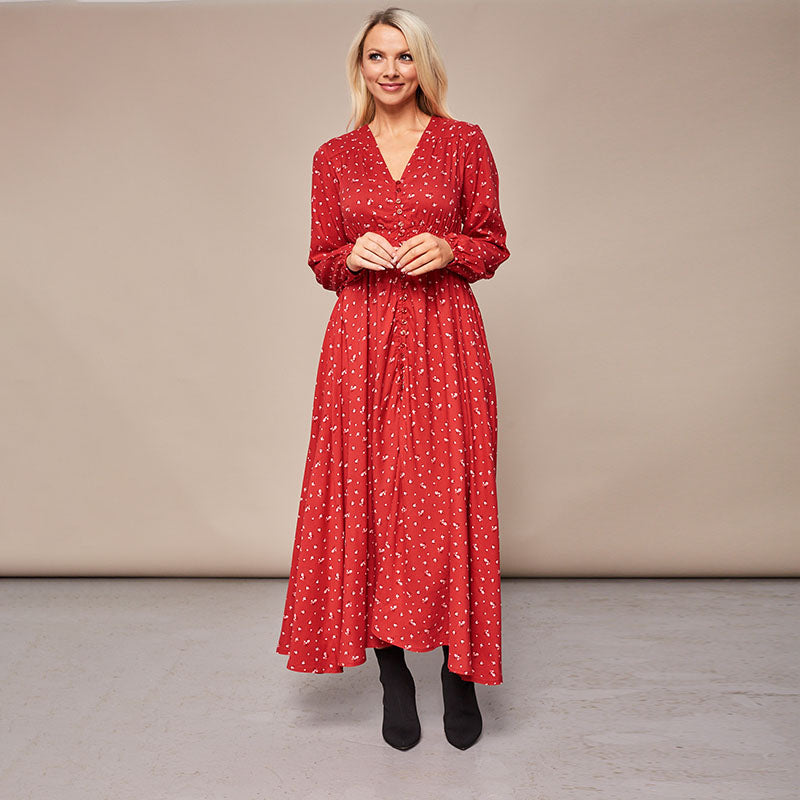 Sophie Red Floral Maxi Dress