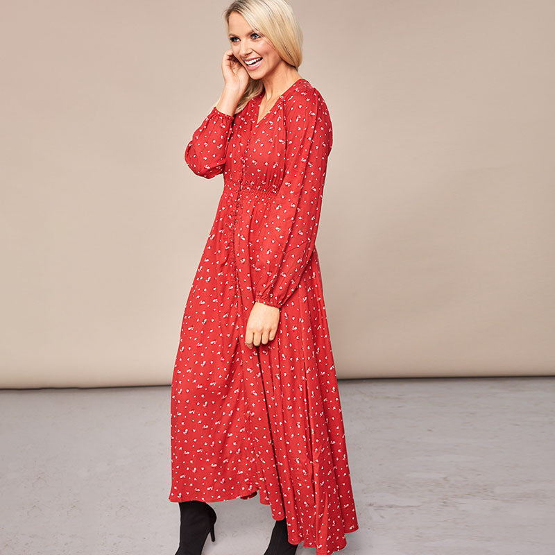 Sophie Red Floral Maxi Dress