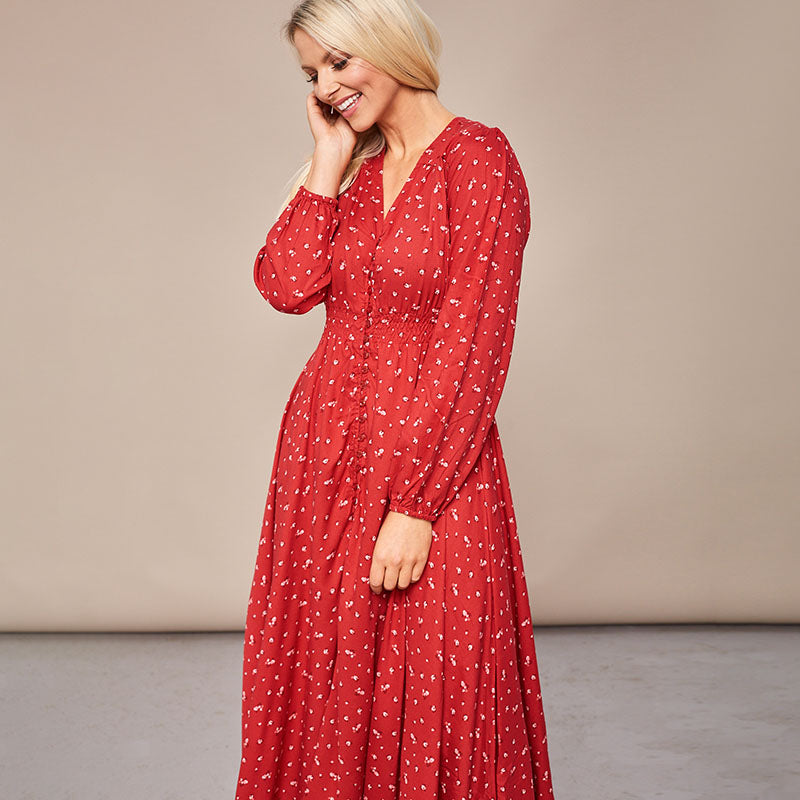 Sophie Red Floral Maxi Dress