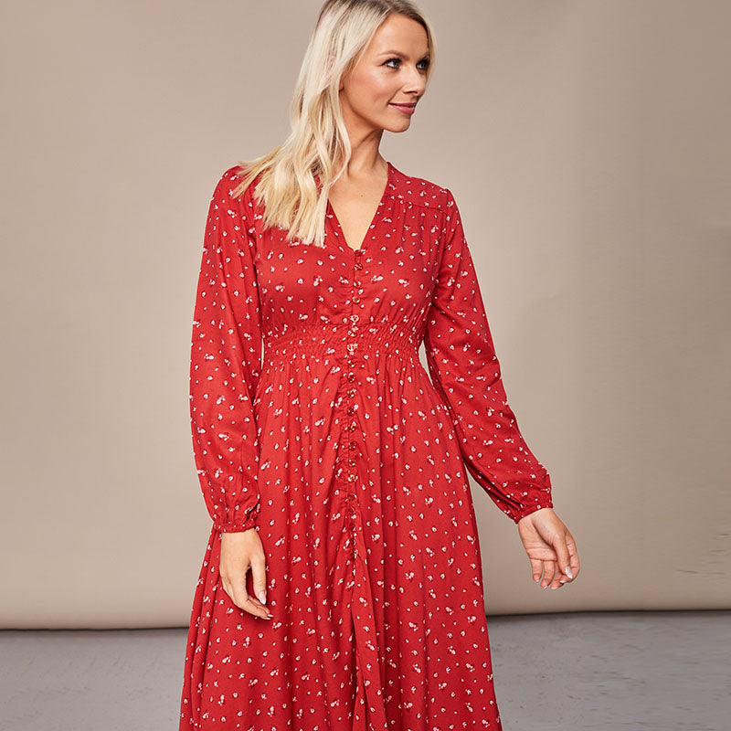 Sophie Red Floral Maxi Dress