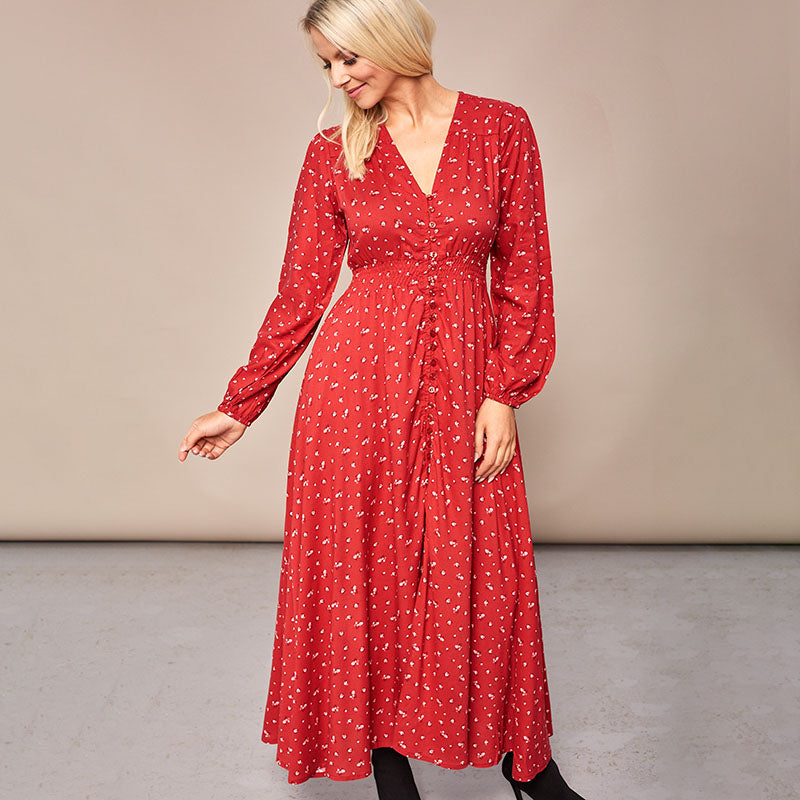 Sophie Red Floral Maxi Dress