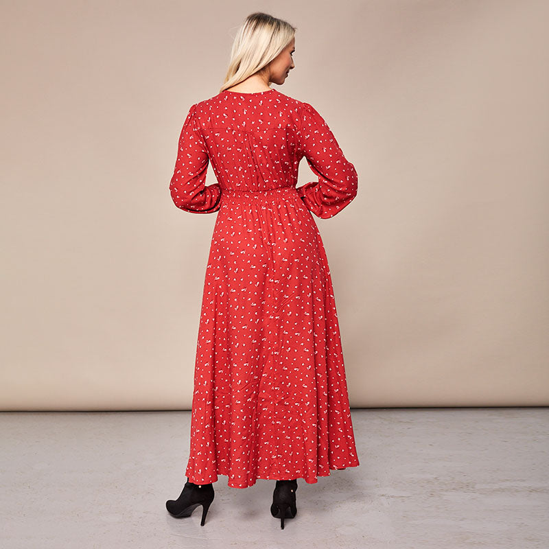 Sophie Red Floral Maxi Dress